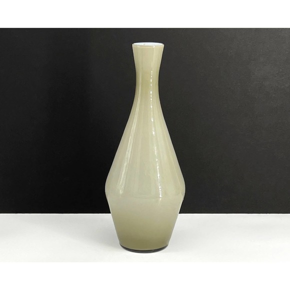 Vintage Italian Balboa Glass Warm Gray with White Encased Glass Vase